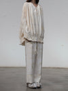 Mutedance 25 Autumn and Winter Elastic Waist Drawstring Loose Casual Pants Flower Dye MD-MD25FW77-nude